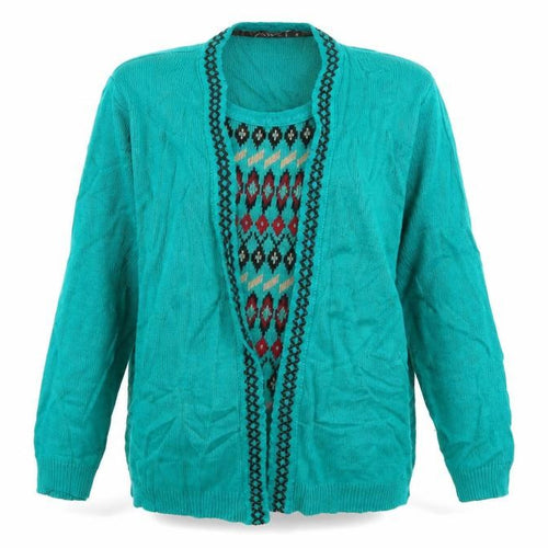 Envy Womens Green Argyle/Diamond   Jumper Size S