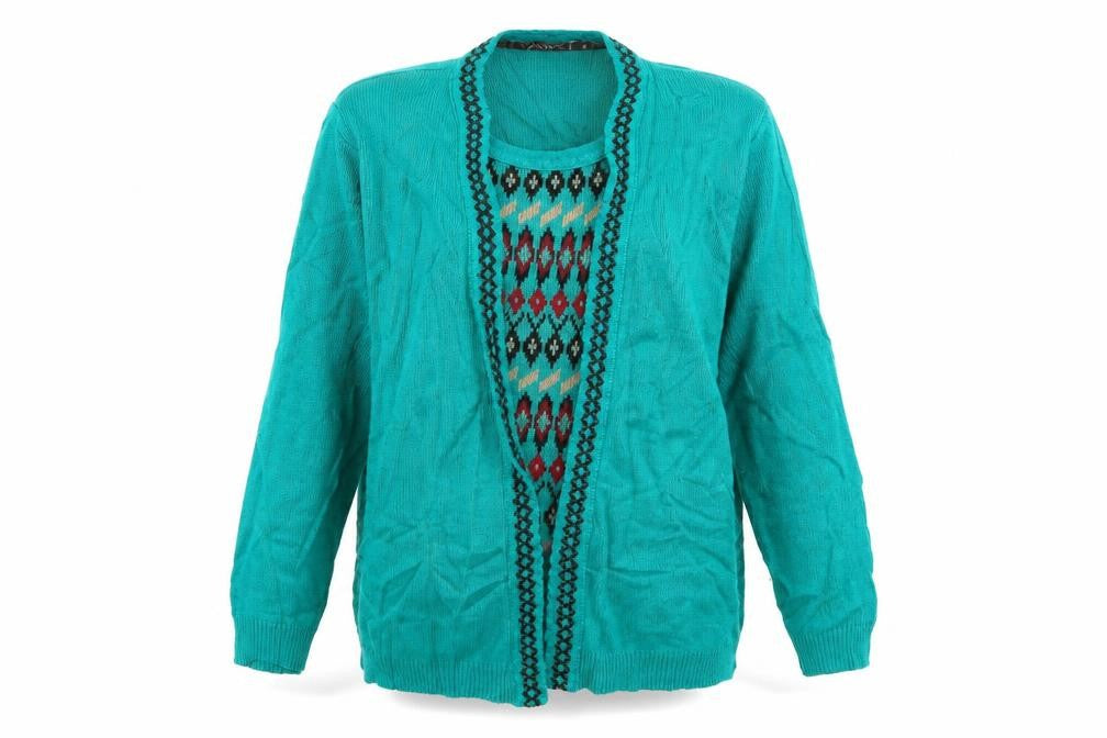 Envy Womens Green Argyle/Diamond   Jumper Size S