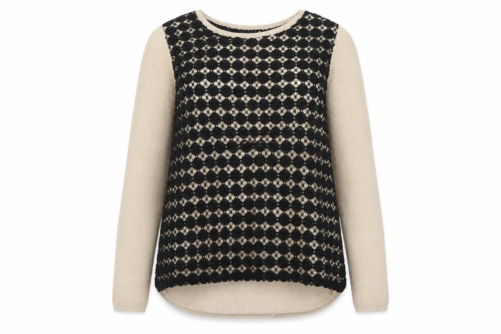 Front view of Marks & Spencer spencers women’s multicoloured jumper, size UK 10, - lace front