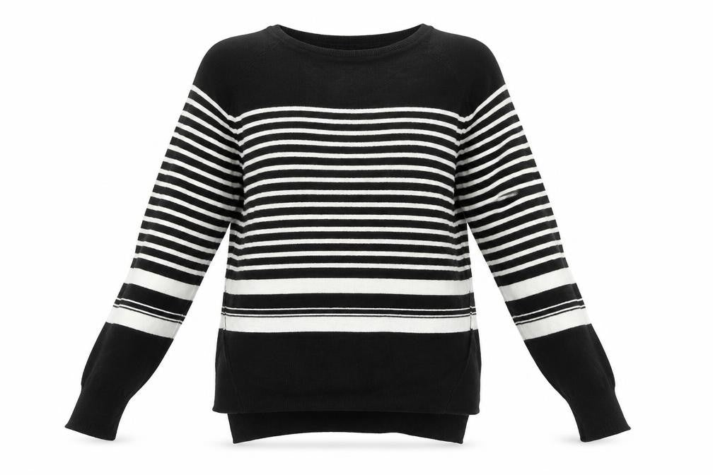 Front view of Zara women’s multicoloured striped jumper, size S