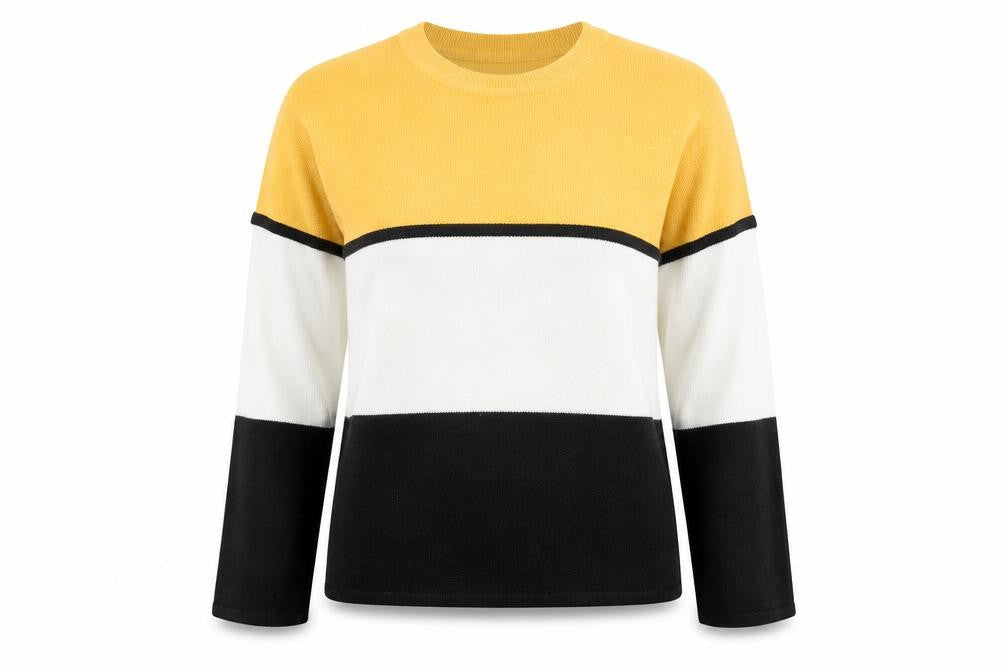 Front view of New Look women’s multicoloured striped jumper, size M