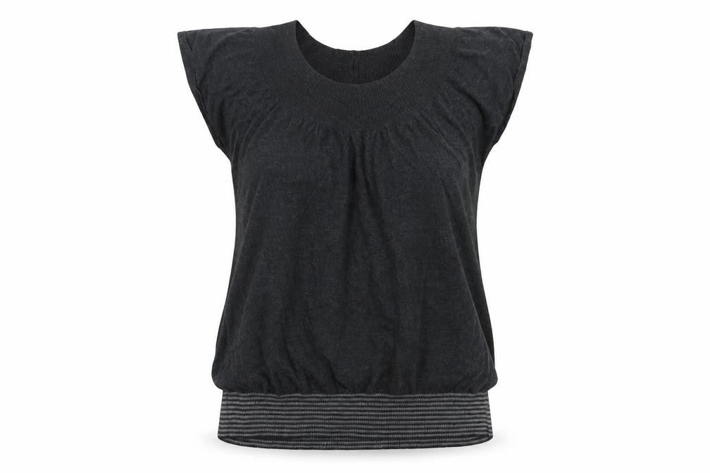 Front view of Aphorism women’s grey basic t-shirt, size L