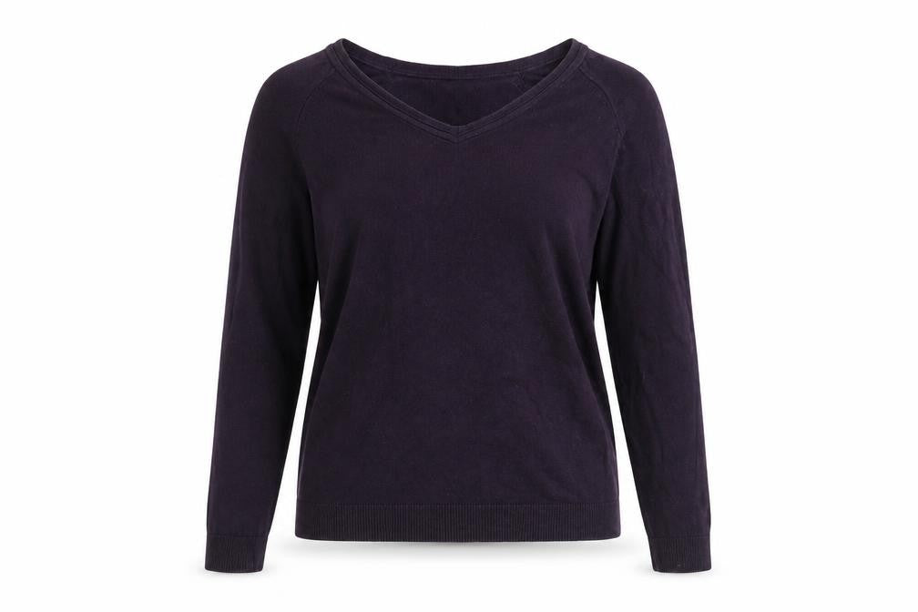 Front view of River Island women’s purple jumper, size UK 16