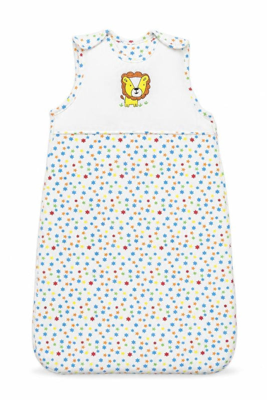 Front view of F&F Baby White Geometric Babygrow One-Piece, size 0-3, Months - Lion