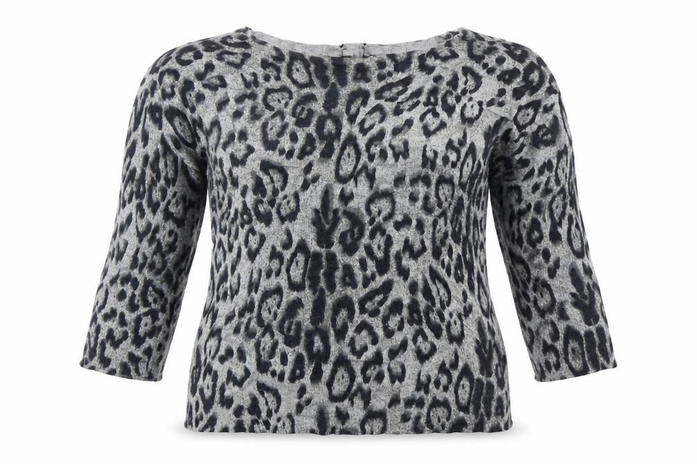 Front view of M&Co women’s green animal print jumper, size UK 14