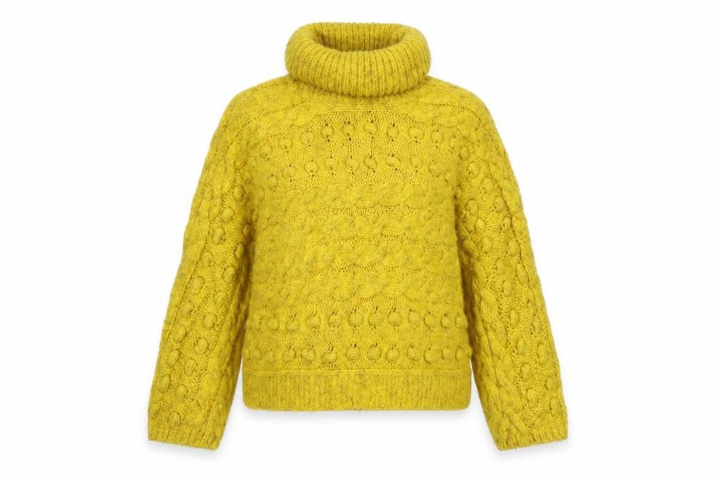 Front view of Marks & Spencer women’s yellow jumper, size S