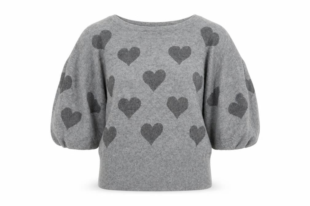 New Look Womens Grey Geometric  Pullover Jumper Size 8  - Hearts