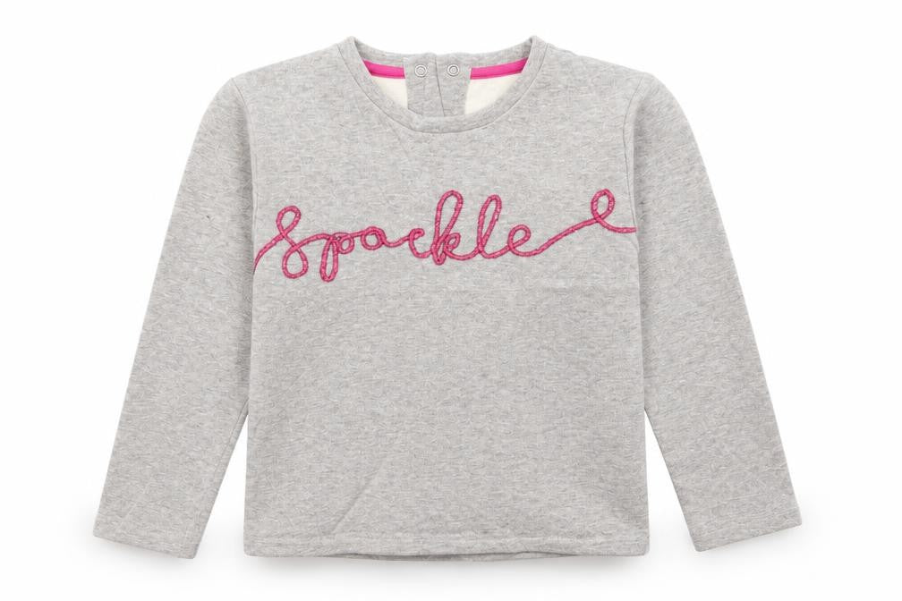 Front view of Marks & Spencer girls’ grey jumper, size 6-7, years