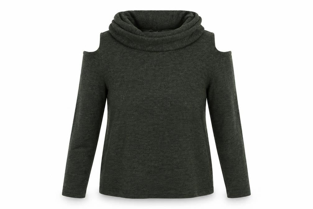 Front view of Peacocks women’s green jumper, size UK 12