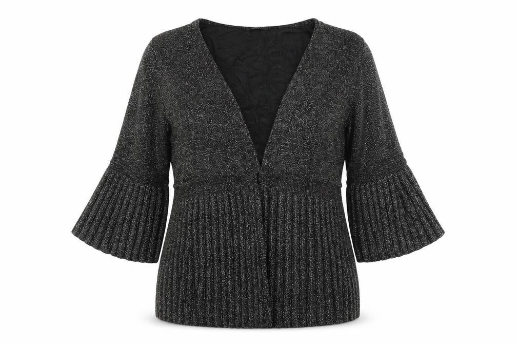 Front view of Bonmarché women’s black cardigan jumper, size XL