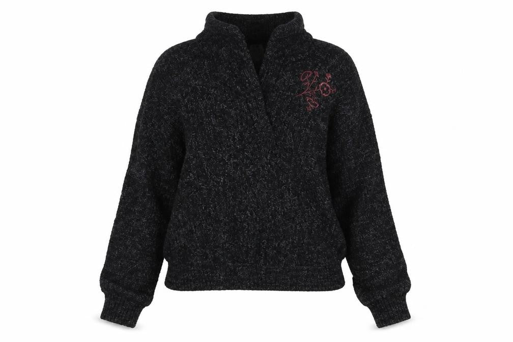 Front view of cresta women’s grey jumper, size UK 12