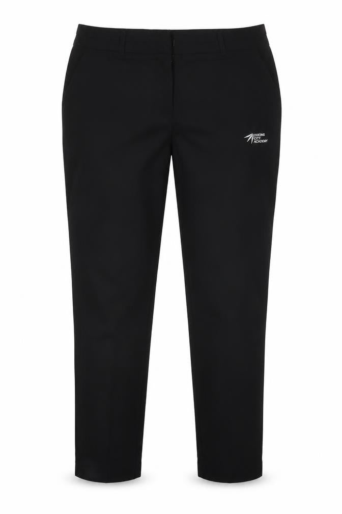 Front view of New Look women’s black trousers, size UK 14, 26-inch leg