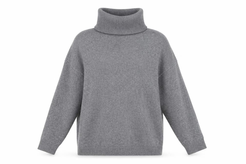 Front view of Preworn women’s grey knit jumper, size M