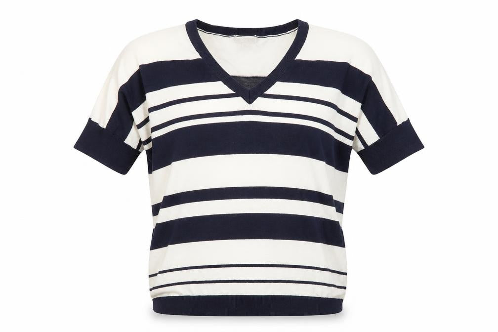 Front view of Gap women’s multicoloured striped knit jumper, size S