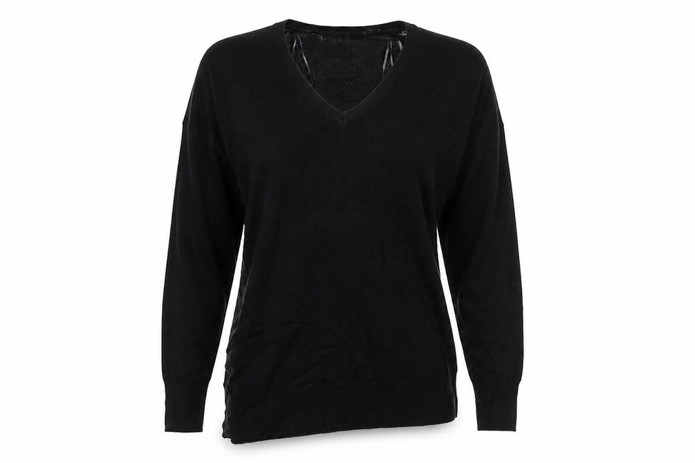 Front view of Very women’s black knit jumper, size UK 12
