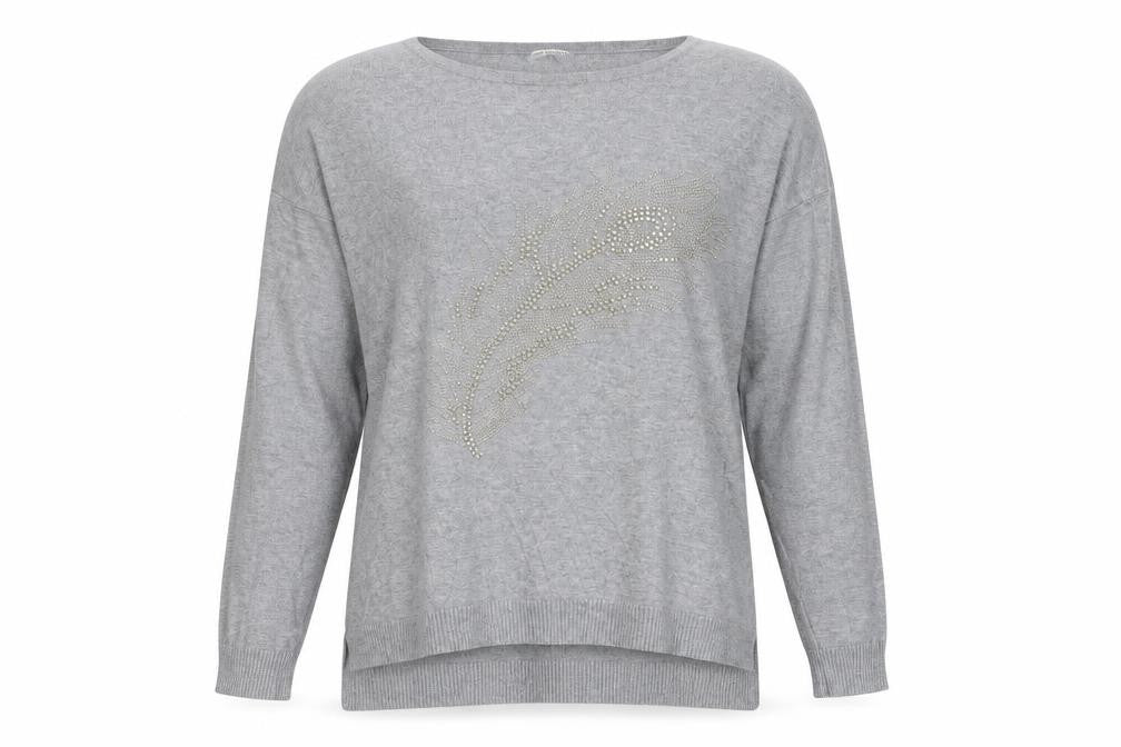 Front view of Belcci women’s grey knit jumper, size L