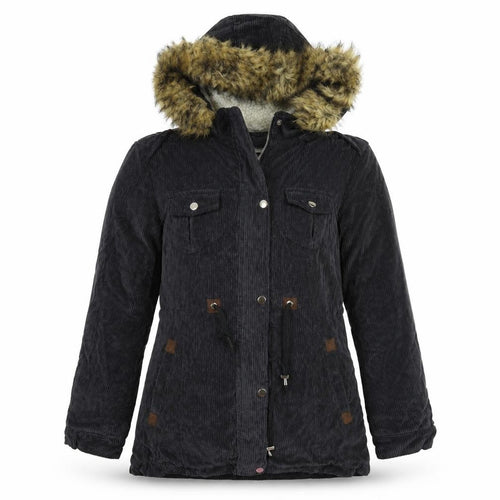 Fittiway Womens Black  Corduroy Overcoat Coat Size M