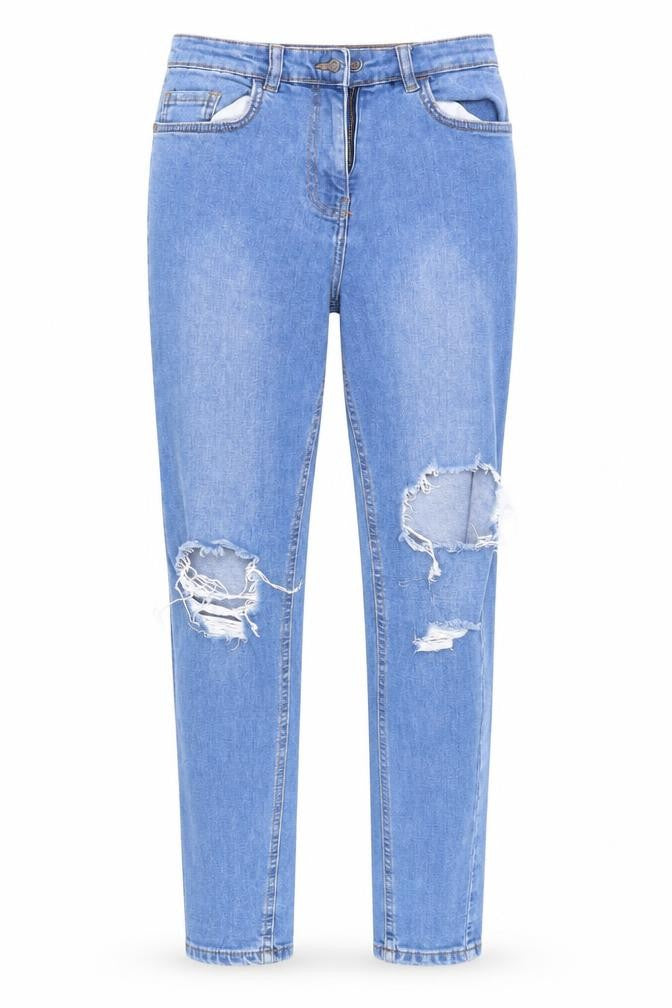 Front view of Studio women’s blue denim straight jeans, size UK 10, 28-inch leg