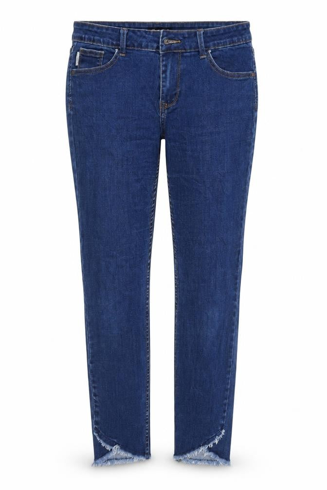 Front view of Diverse women’s blue denim straight jeans, size UK 12, 27-inch leg