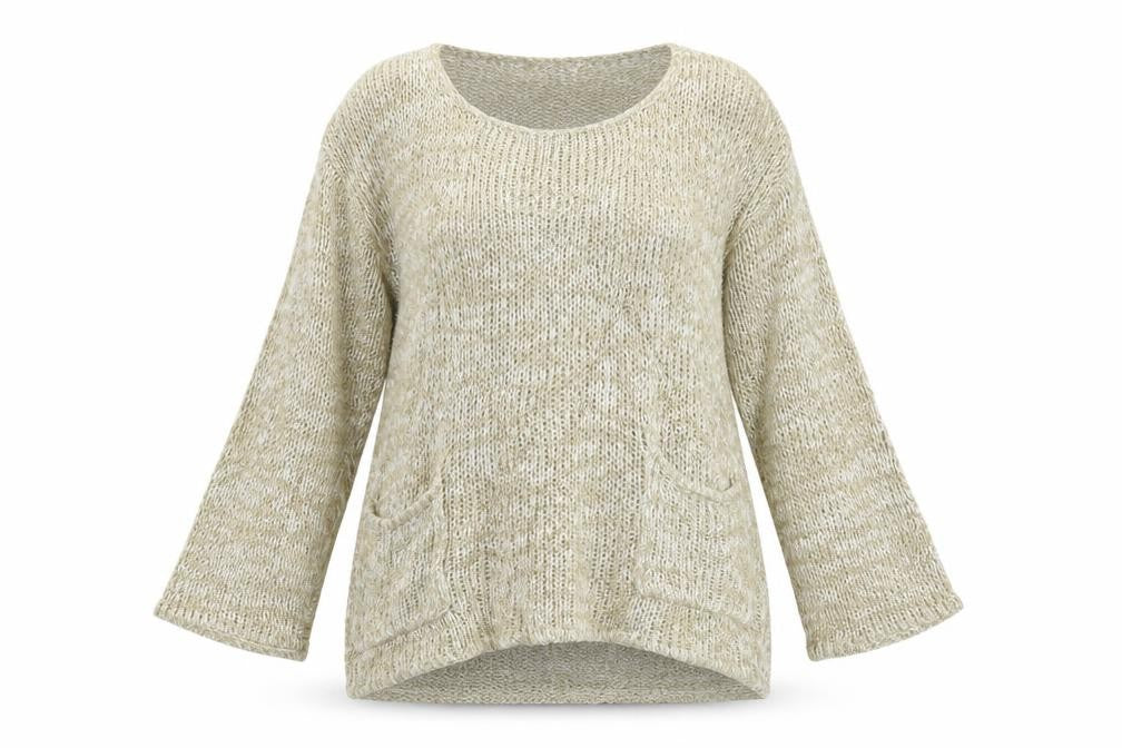 Front view of Atmosphere women’s beige jumper, size UK 16