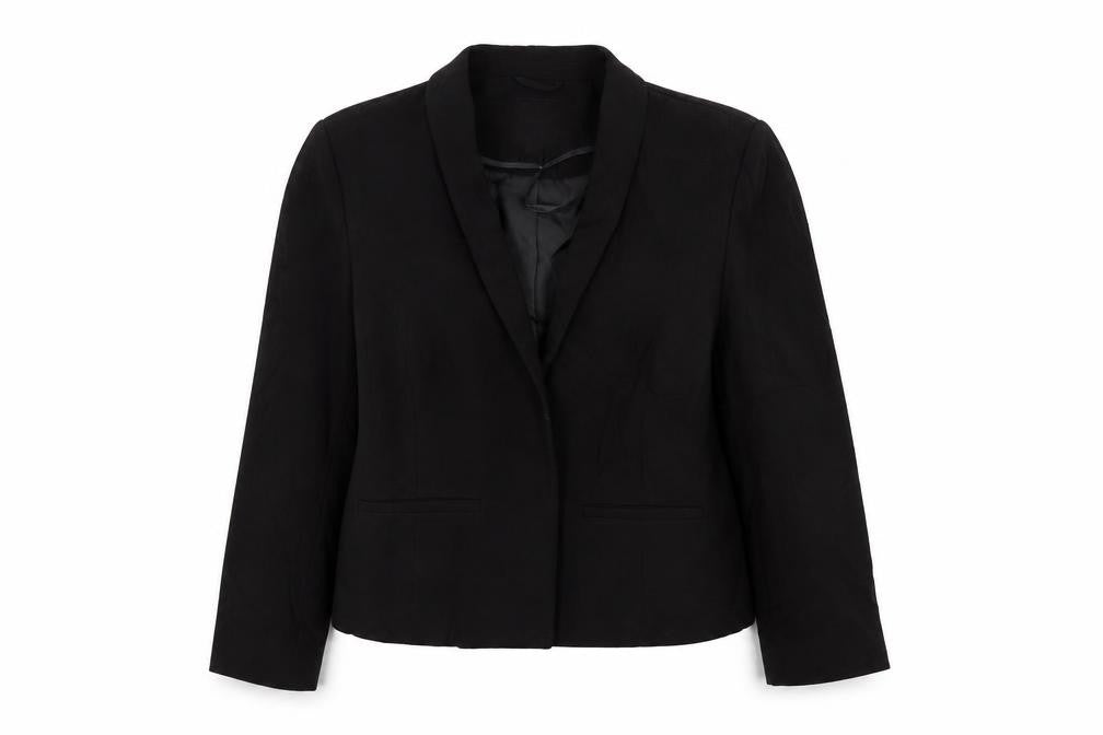 Front view of New Look women’s black jacket blazer, size UK 16