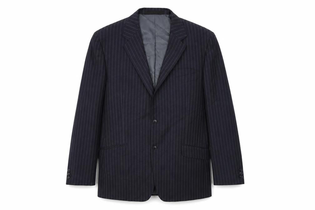Front view of Marks & Spencer men’s grey striped jacket blazer