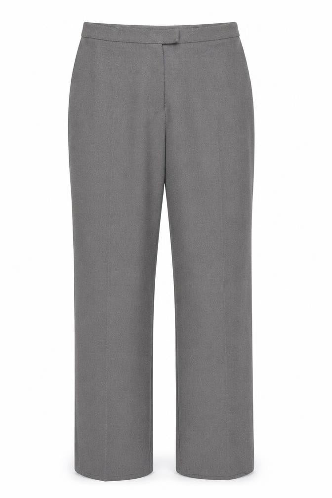 Front view of Marks & Spencer women’s grey trousers, size UK 30, in, 29.5-inch leg
