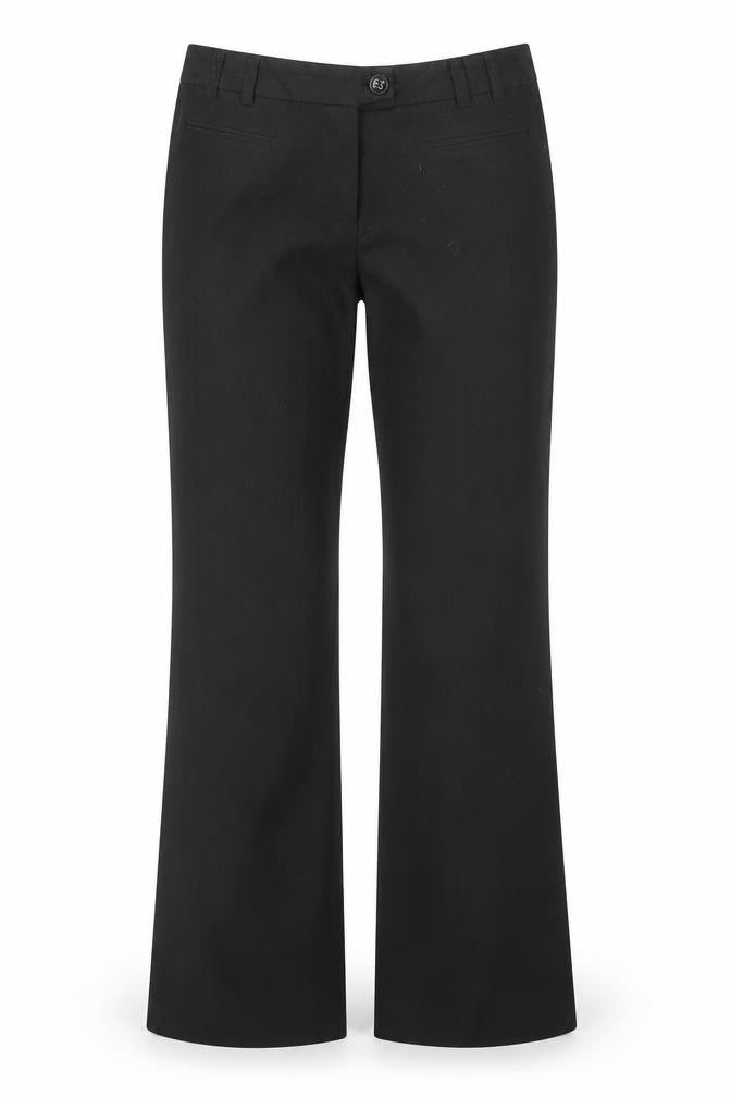Front view of River Island women’s black trousers, size UK 31, in, 32-inch leg