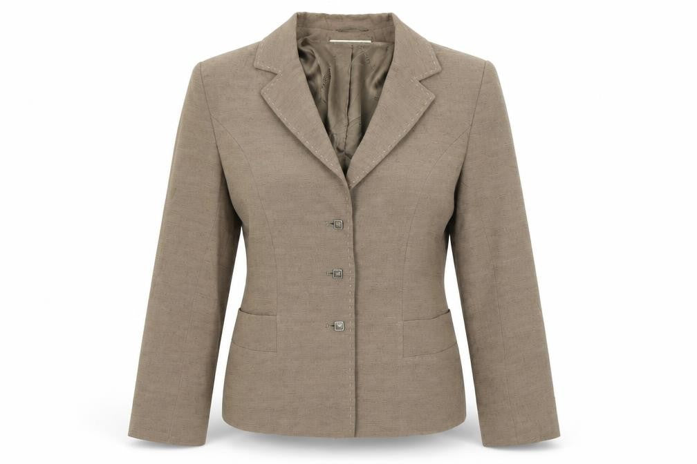 Front view of Minuet women’s brown jacket blazer, size UK 8