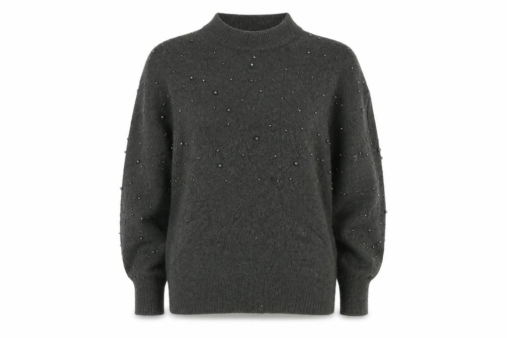 Front view of H&M women’s grey knit jumper, size M