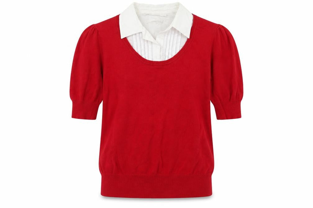 Front view of Tu women’s red knit jumper, size UK 10