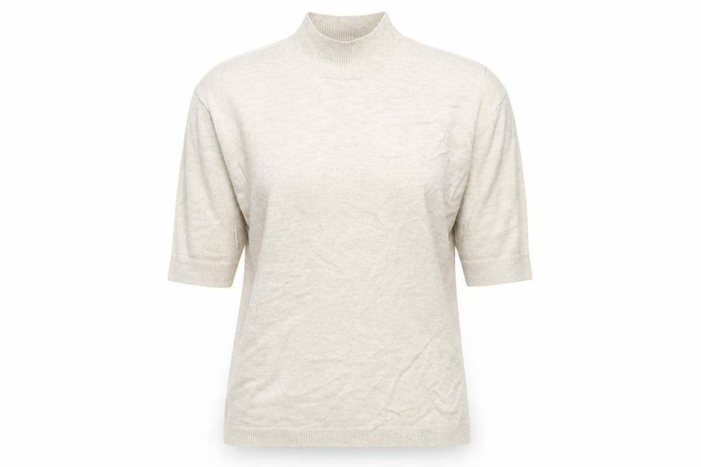 Front view of Tom Tailor women’s beige knit jumper, size XS