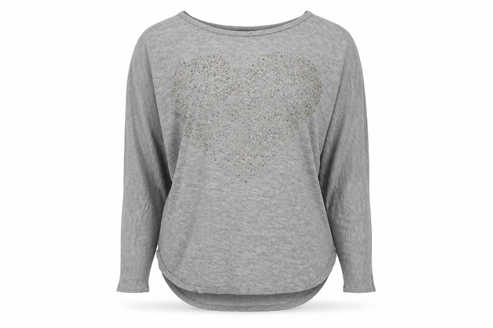 Front view of QED London women’s grey jumper, size S