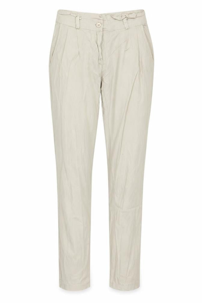 Front view of Preworn women’s beige trousers, size S, 29-inch leg