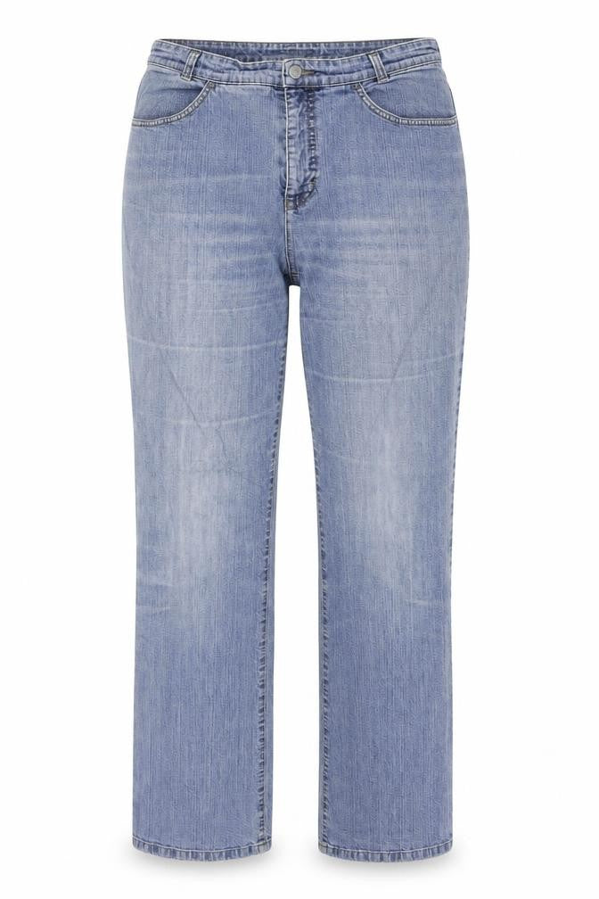 Front view of MAC women’s blue denim straight jeans, size UK 30, in, 32-inch leg