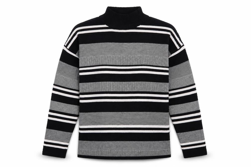 Front view of New Look women’s multicoloured striped jumper, size UK 10