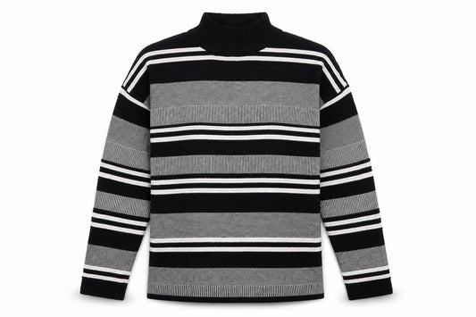 Front view of New Look women’s multicoloured striped jumper, size UK 10