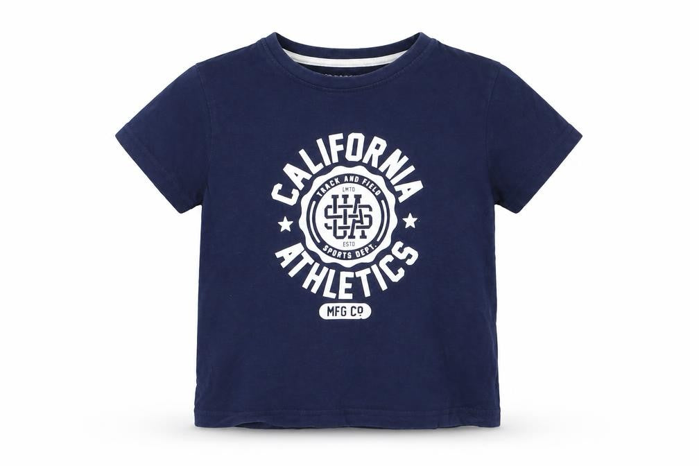 Front view of Primark boys’ blue basic t-shirt, size 3-4, years