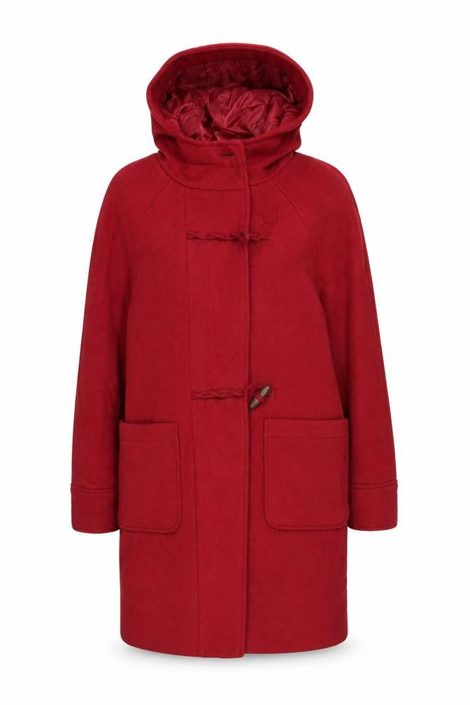 Front view of Marks & Spencer women’s red overcoat coat, size UK 8