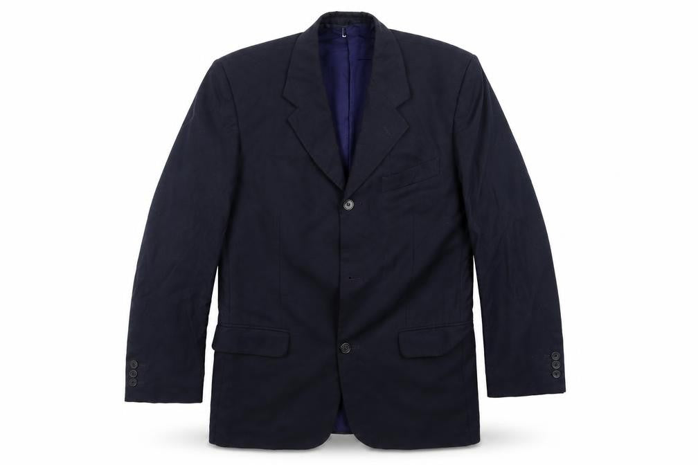 Front view of Loretto men’s blue jacket suit jacket, size 38