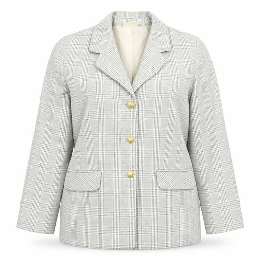Front view of Emma Hamilton women’s multicoloured check jacket blazer, size UK 18