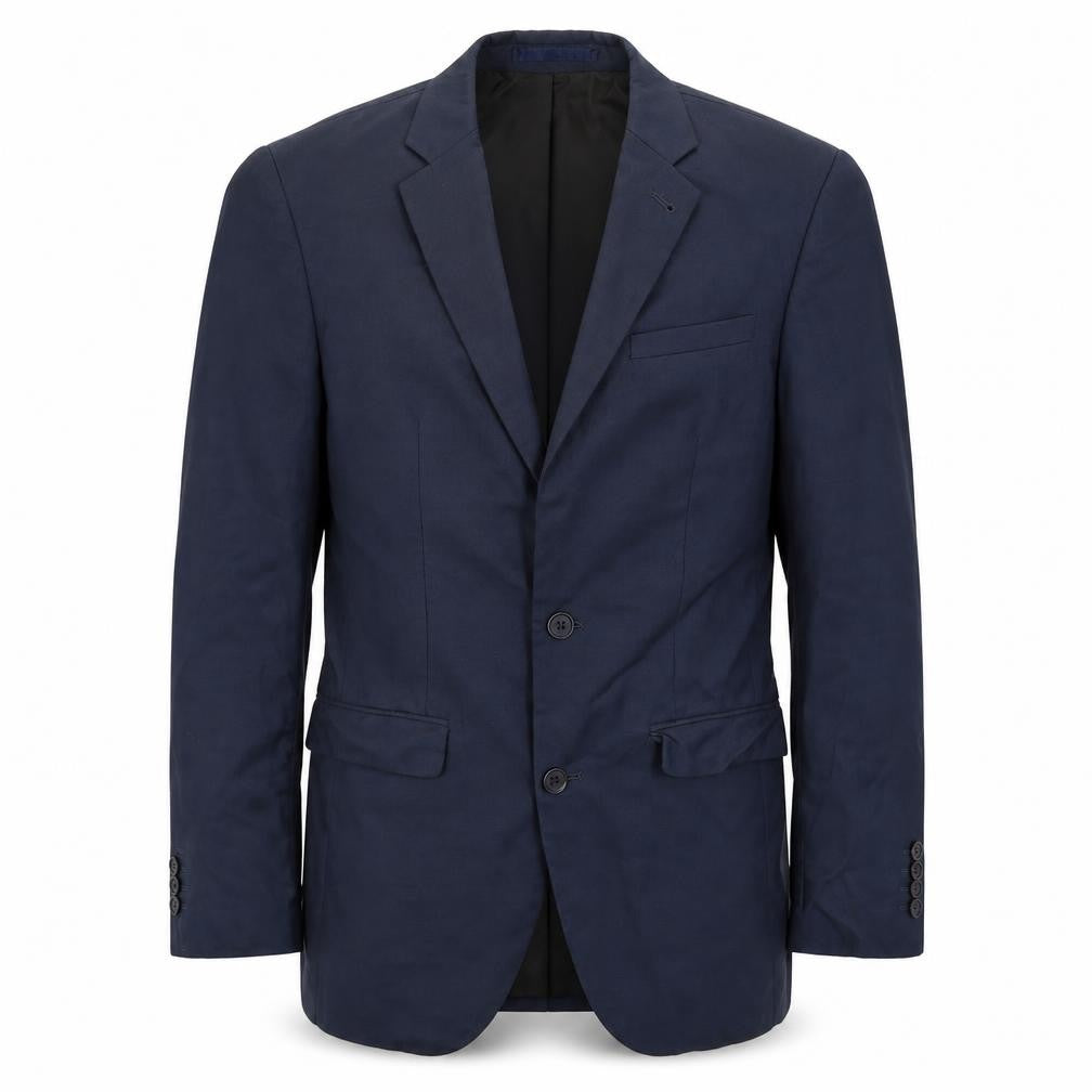 Front view of Cedarwood State men’s blue jacket suit jacket, size 34