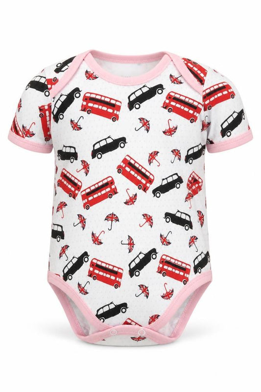 Front view of AMA Baby White Babygrow One-Piece, size 6-9, Months
