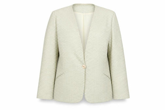 Front view of Klass women’s multicoloured houndstooth jacket blazer, size UK 16