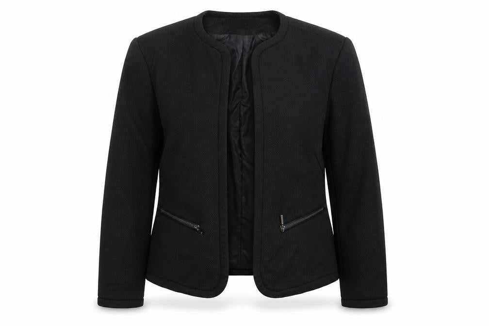 Front view of BHS women’s black jacket blazer, size UK 10