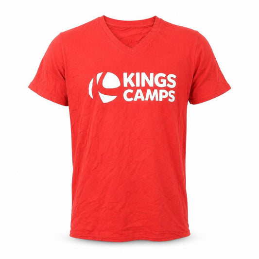 Front view of KING CAMPS men’s red t-shirt, size M