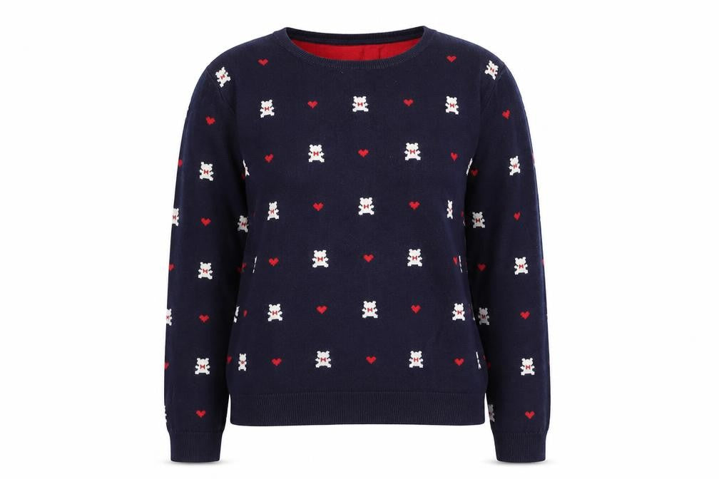 Front view of Bossini women’s blue animal print jumper, size S