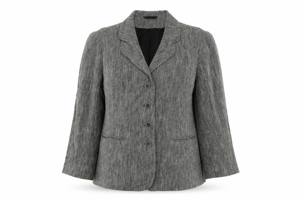 Front view of ALEX&CO women’s brown colourblock jacket blazer, size UK 10