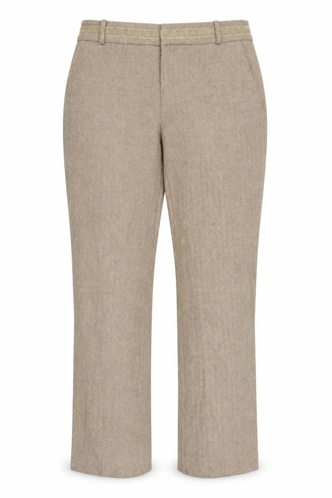 Front view of RJR.John Rocha women’s beige trousers, size UK 12, 31-inch leg
