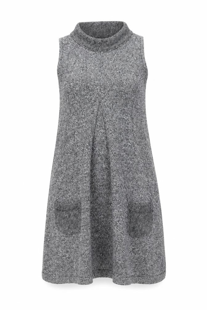 Front view of MITMAT MAMA women’s grey knit jumper dress, size S